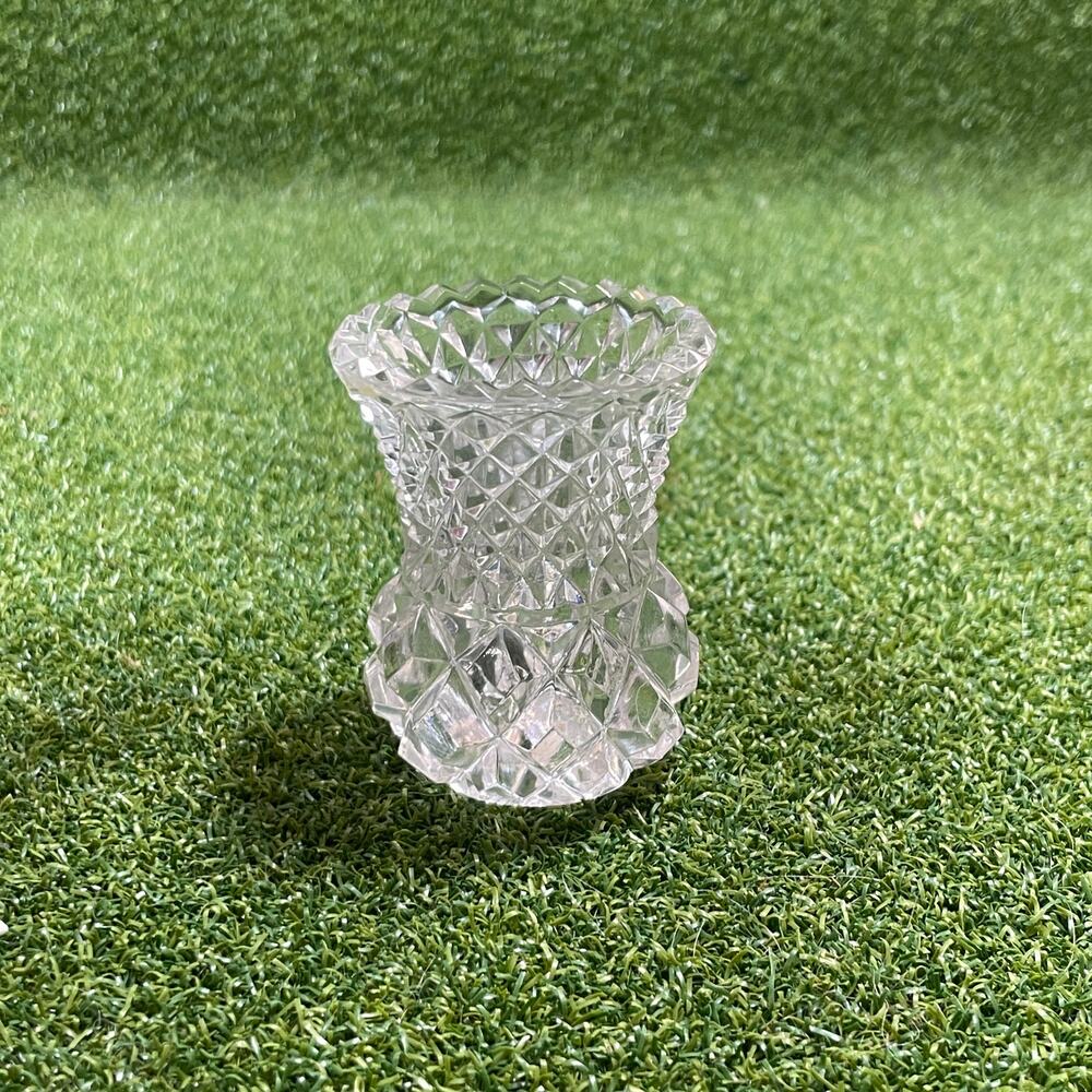 Vintage Small Cut Crystal Miniature Toothpick Holder Pineapple Shape Bud Vase - Picture 3 of 7